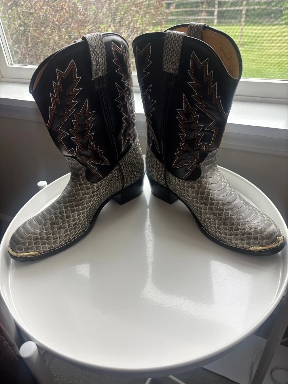Kids Snake Print Vinyl Natural Boots